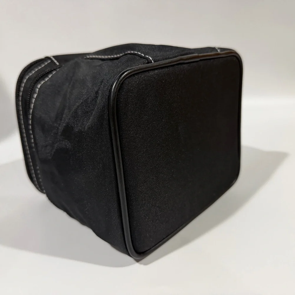 NWT Y2K 2004 Vintage Black Nylon Makeup Organizer Travel Train Case Cosmetic Bag